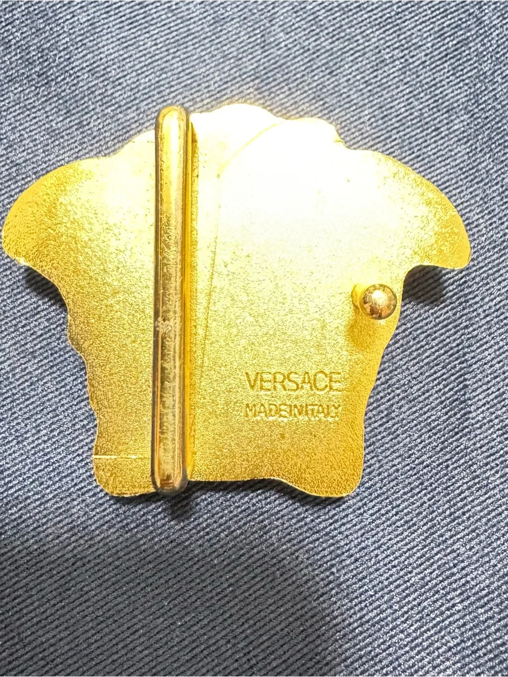Versace Medusa Head Gold Tone Metal Slide Belt Buckle, Made in Italy, Men
